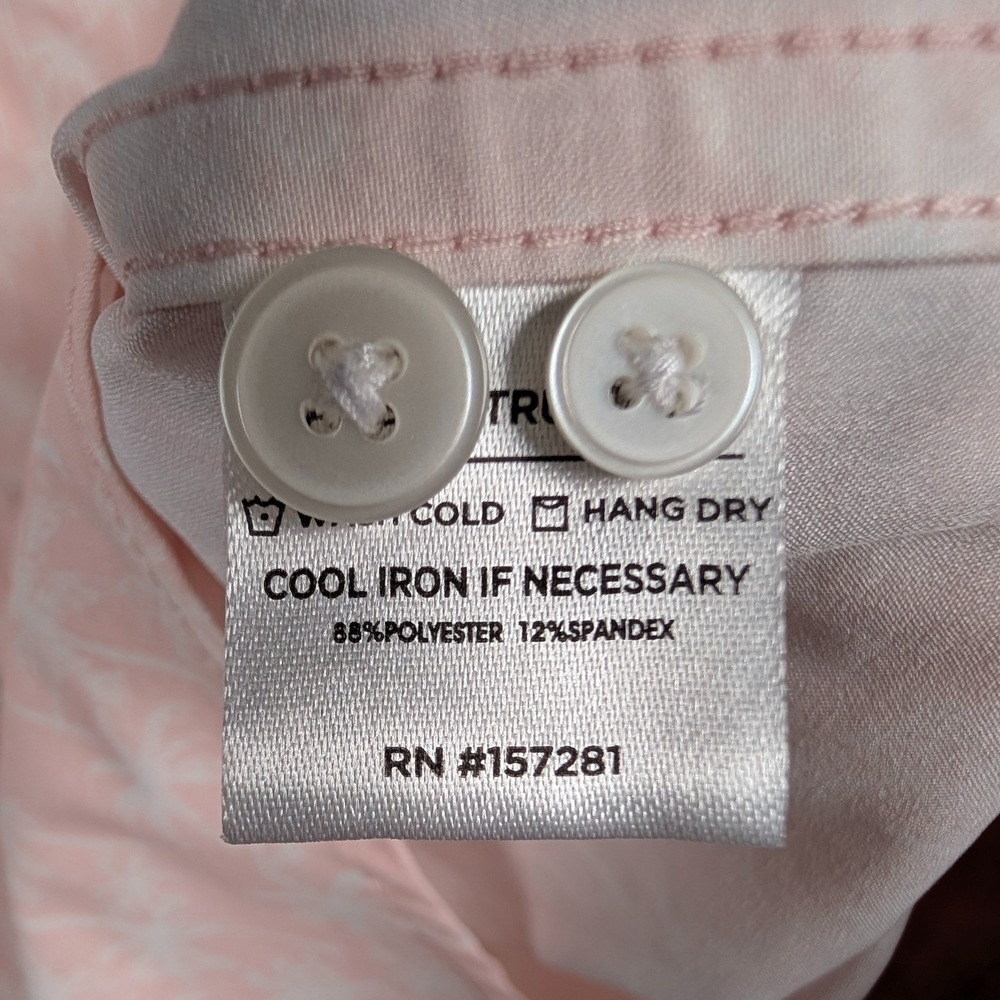 Mizzen+Main Shirt Mens Small Pink Palm Tree Leeward Trim Stretch SS Button Up - Picture 7 of 10